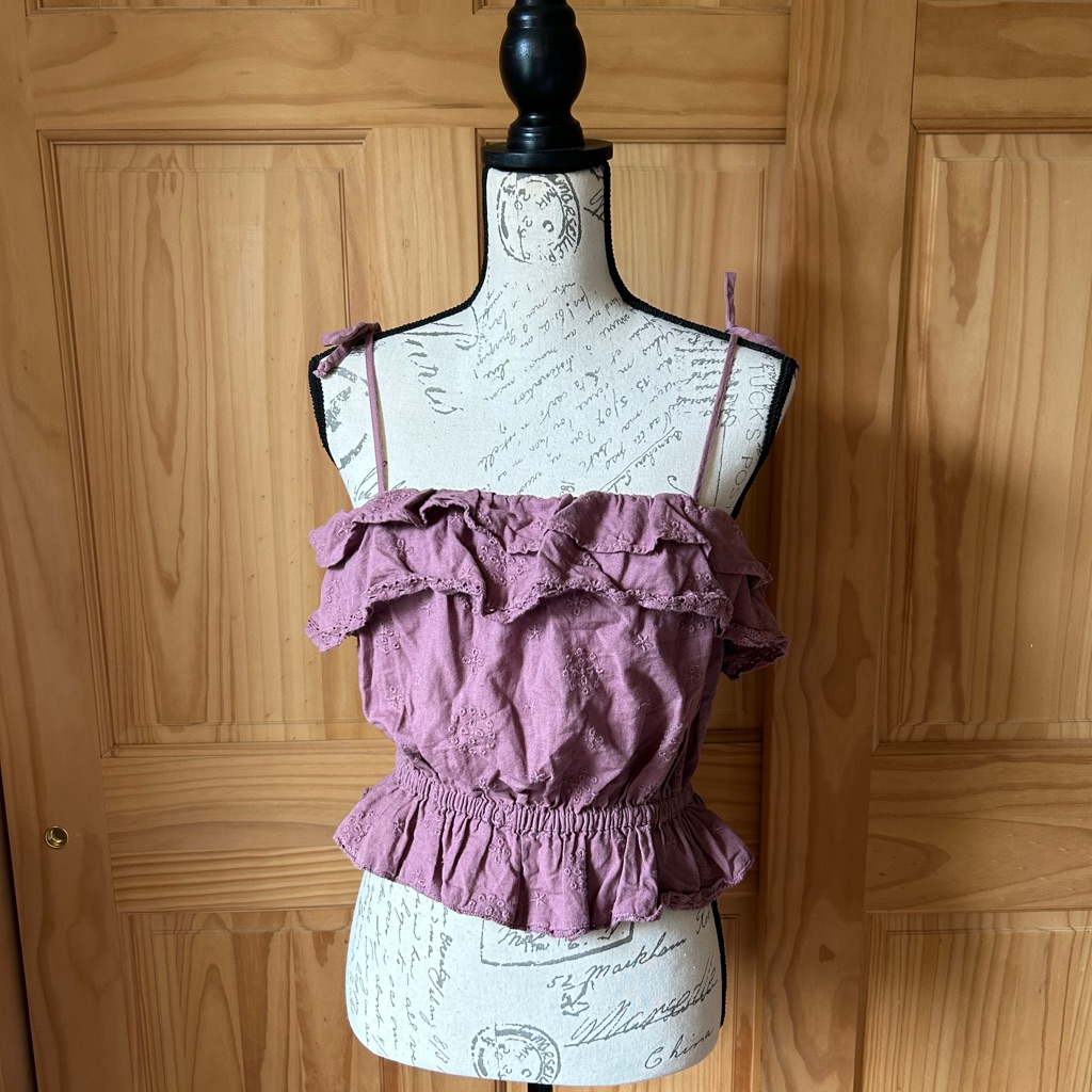 American Eagle Ruffle Crop Tank Top